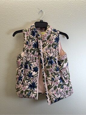Crazy 8 Light Pink Floral Quilted Vest with Navy Accents